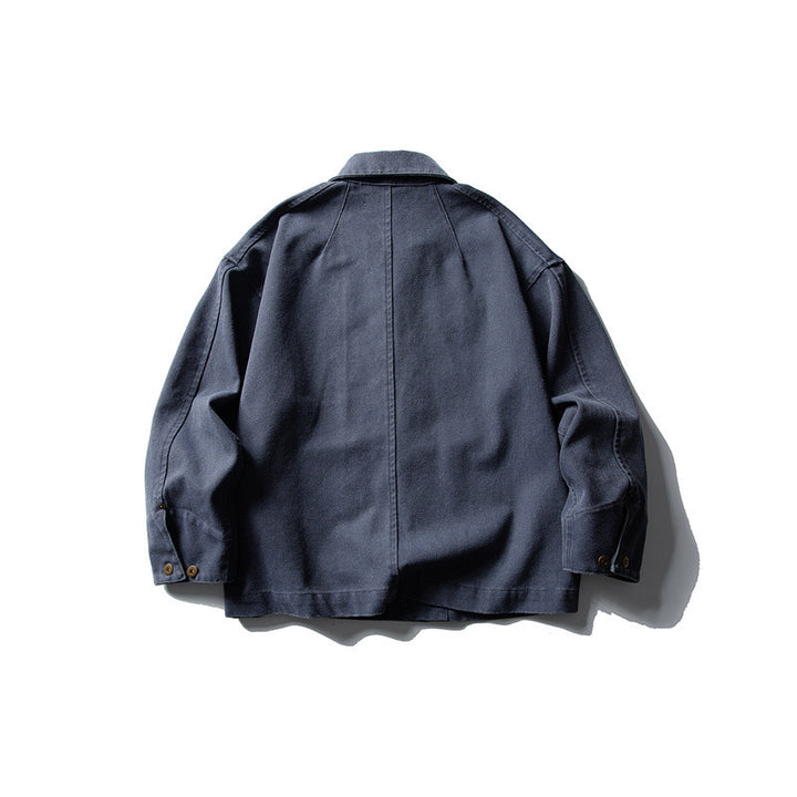 Unisex Boxy-Canvas-Worker-overshirt jacket with leather patch and patch pockets Mune Fashion