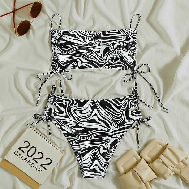 Women's Two-Piece Swimsuit with Adjustable Ruffle Details Mune Fashion