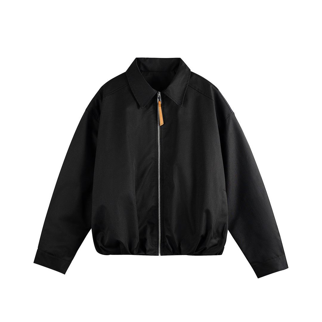 Unisex Short Blouson in Boxy Cut with Shirt Collar and Gathered Hem Mune Fashion