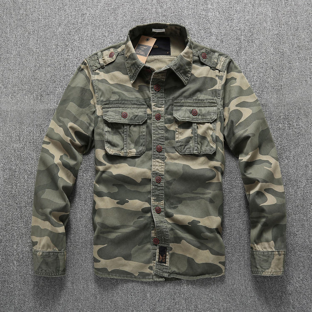 Men's Cotton Field Shirt with Chest Pockets and Shoulder Epaulettes Mune Fashion