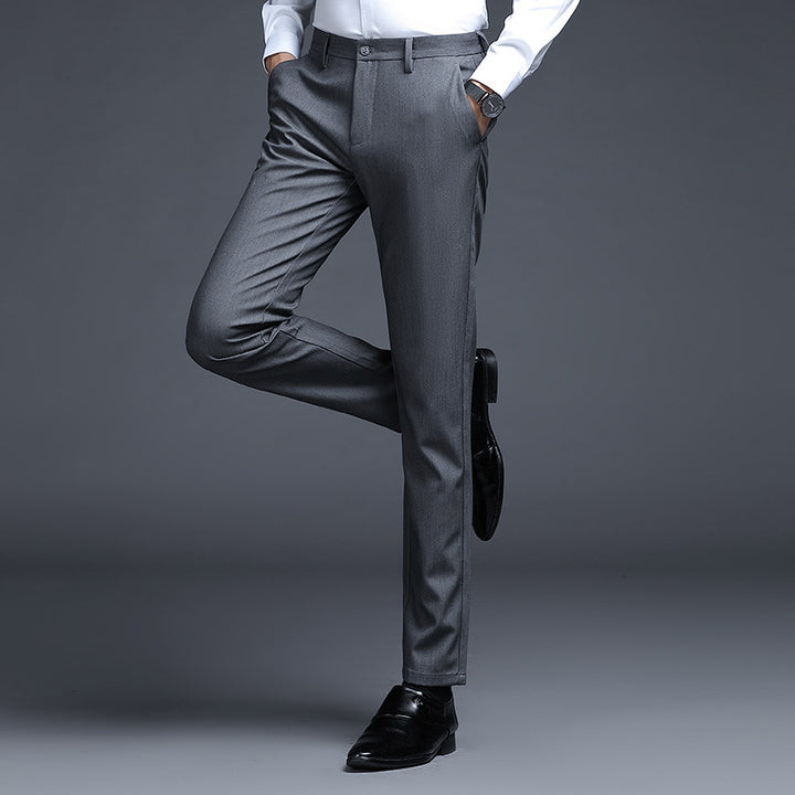 Men's Formal Slim-Fit Suit Trousers with Stretch Waistband and Crease Mune Fashion
