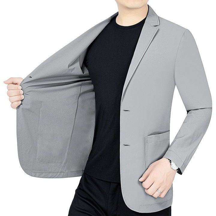 Men's Lightweight Elastic Summer Blazer with Three-Quarter Sleeves and Slim Fit Mune Fashion