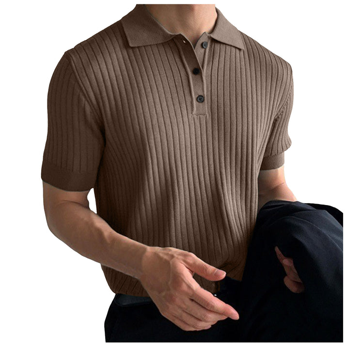 Men's narrow-cut ribbed polo shirt made of fine knit with short sleeves and polo collar Mune Fashion
