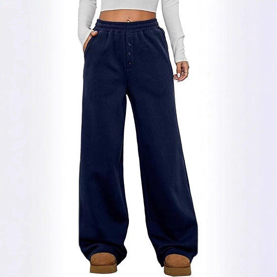 Women's High-Waisted Fleece Lounge Pants with Wide Leg Mune Fashion