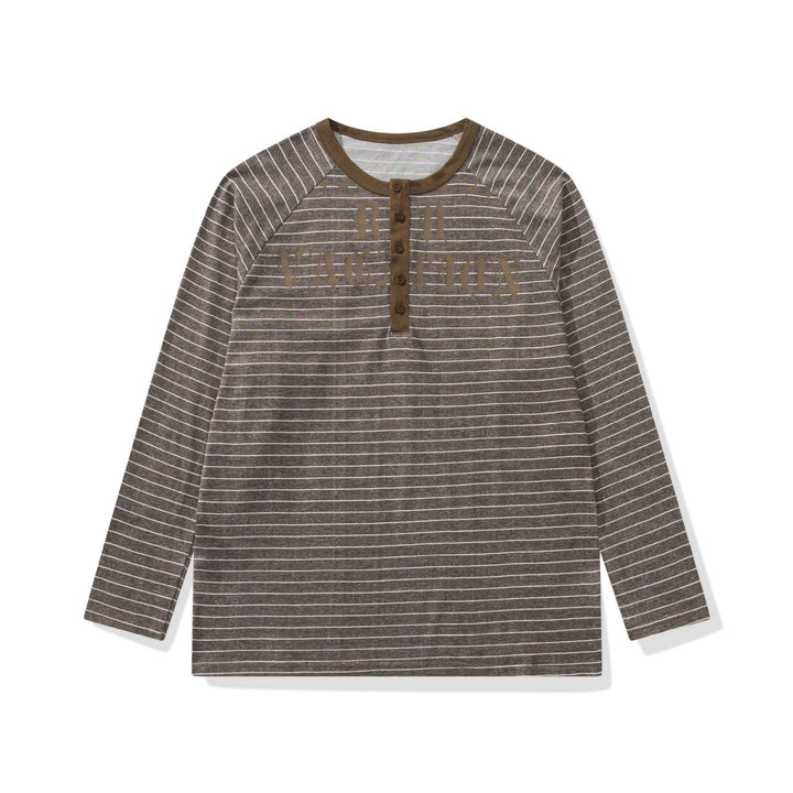 Men's Long Sleeve Henley with Raglan Sleeves and Button Placket Mune Fashion