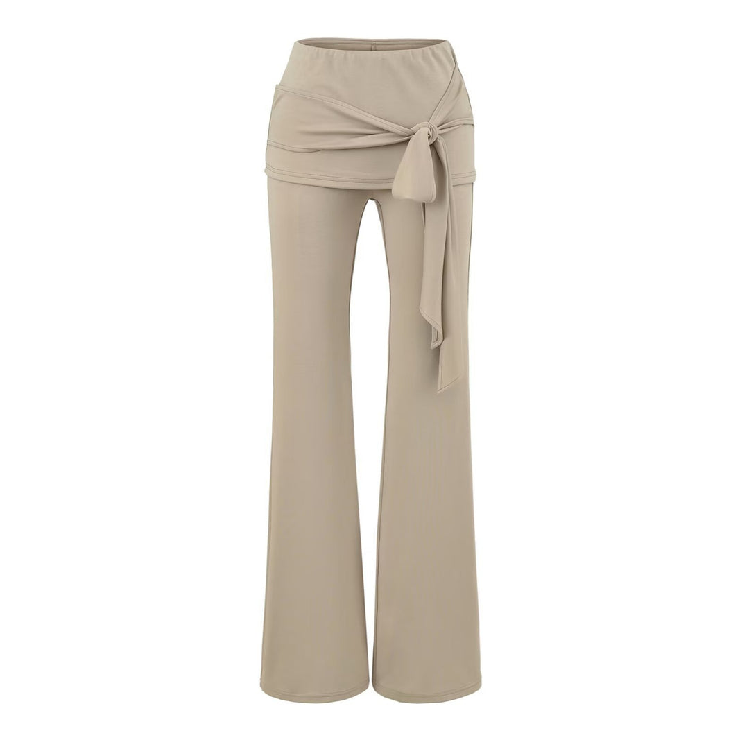 Women's three-piece lounge set with short button cardigan, lace top, and wrap flare pants Mune Fashion