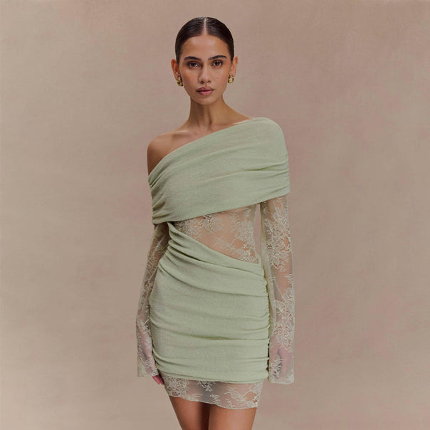 Women's elegant mini dress with lace sleeves Mune Fashion