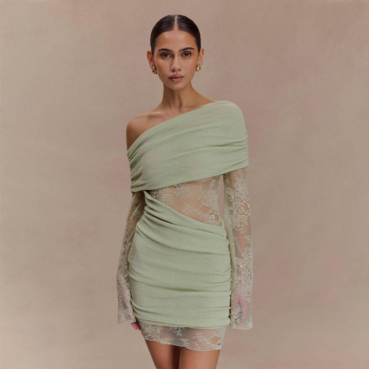 Women's elegant mini dress with lace sleeves Mune Fashion