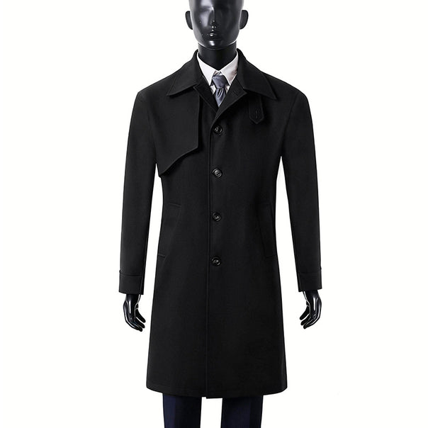 Men Timeless Wool Blend Coat with Asymmetric Storm Flap and Straight Cut Mune Fashion