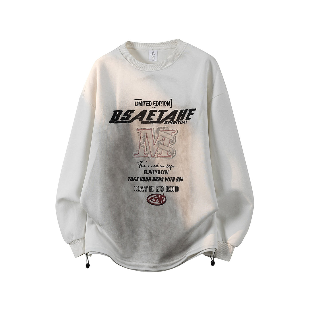 Men's Oversize Sweatshirt with Allover Print, Round Neckline & Drawstring Hem Mune Fashion