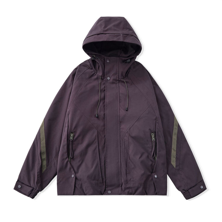 Men's short-cut boxy tech parka with hood, concealed front placket, and cargo zippers Mune Fashion