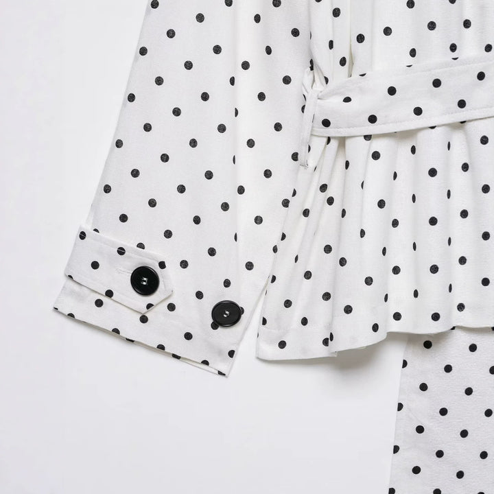 Women's short trench with waist belt and polka dot pattern Mune Fashion