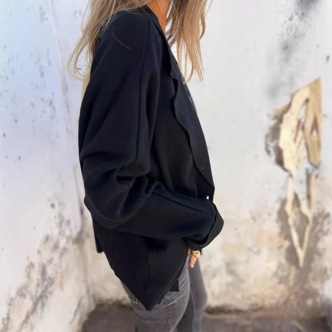 Women Casual Oversized Blazer with Practical Pockets and Button Closure Mune