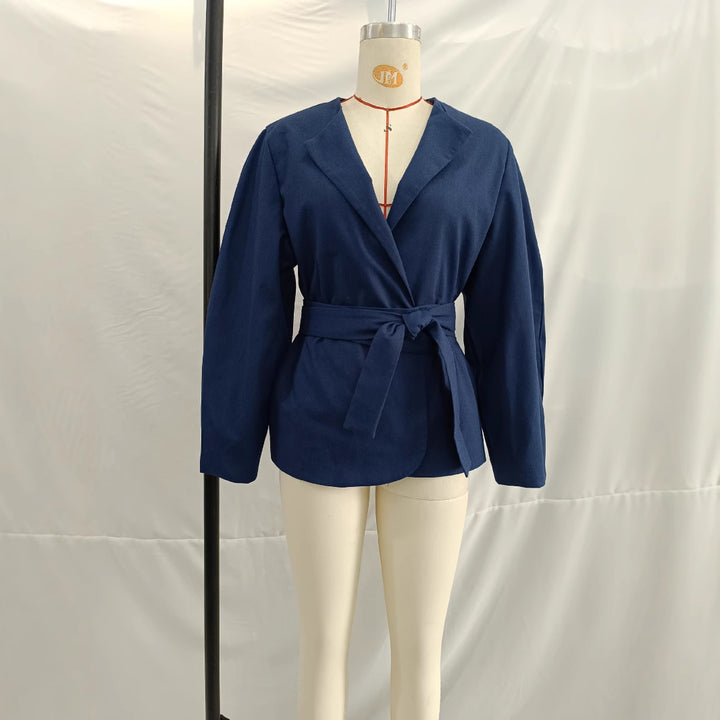Women's short blazer in kimono style with tie belt and boxy silhouette Mune Fashion