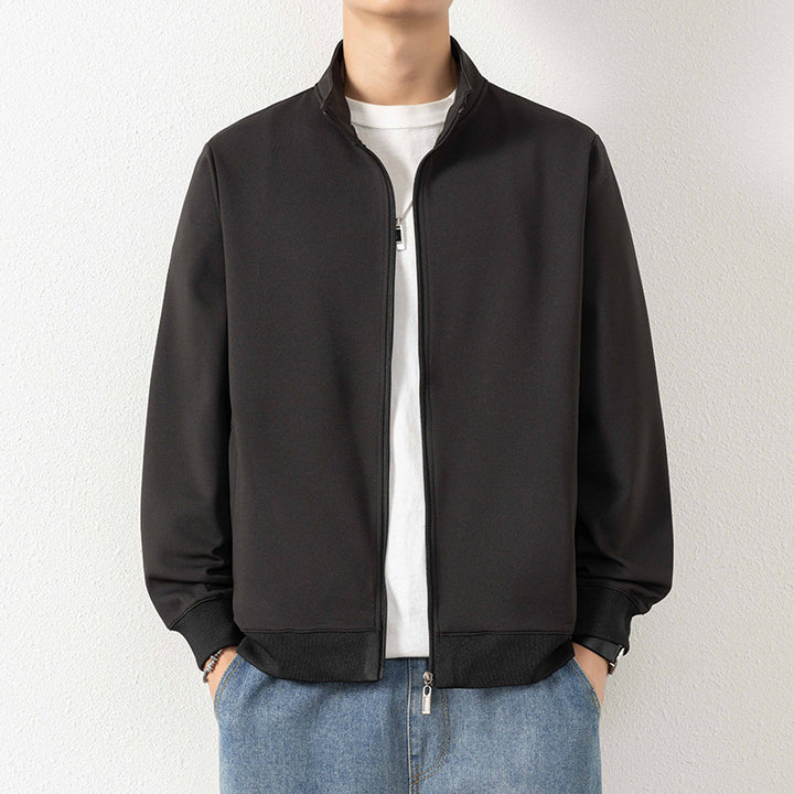 Men's Minimalist Zip Blouson Jacket made of technical stretch material with stand-up collar Mune Fashion