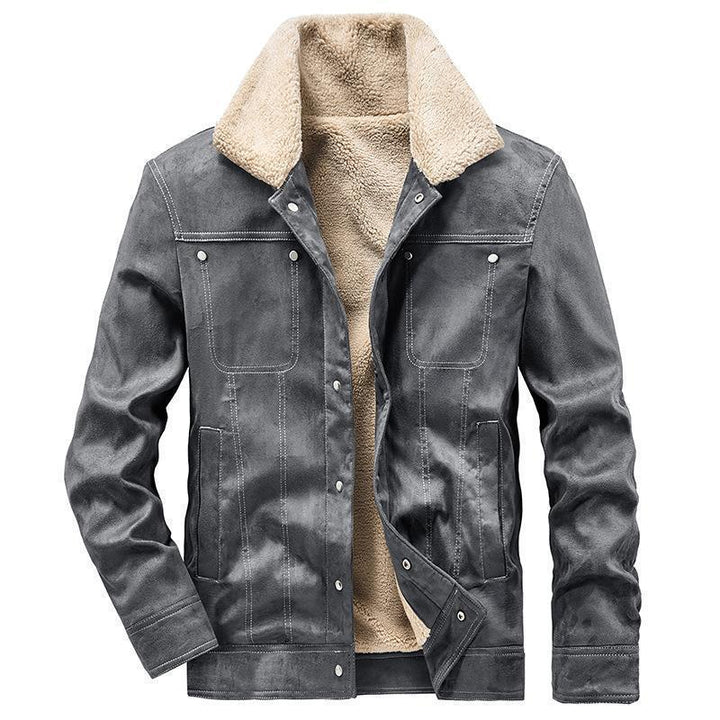 Men's Suede Look Trucker Jacket with Teddy Lining Mune Fashion