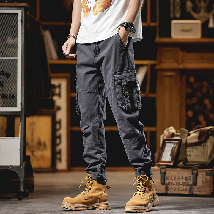 Men's Tactical Utility Cargo Pants with Reinforced Knee Patches, Multifunctional Pockets and Drawstring Waist Mune Fashion