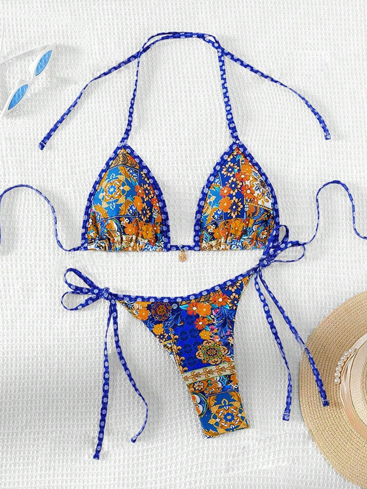 Women's triangle bikini with floral design and adjustable straps Mune Fashion