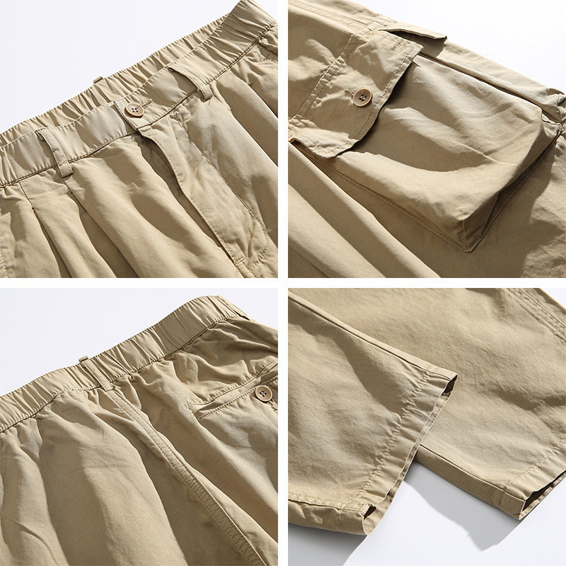 Men's Lightweight Relaxed Cargo Pants with Elastic Waistband and Multiple Pockets Mune Fashion