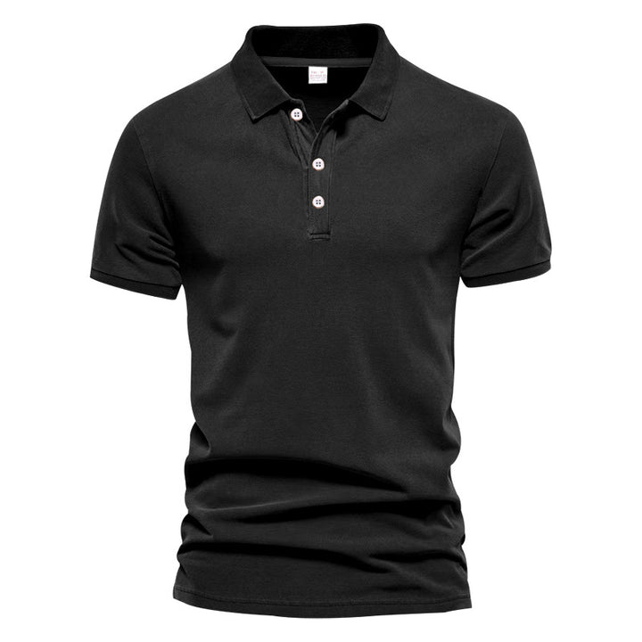 Men's breathable cotton polo shirt short sleeves with classic collar and ribbed cuffs Mune Fashion
