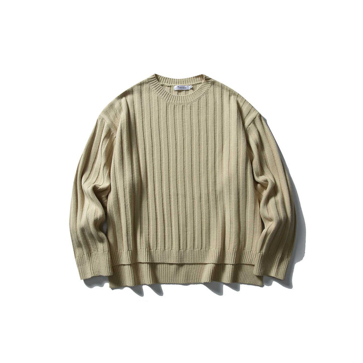 Unisex Coarse Ribbed Oversize Sweater with Round Neck