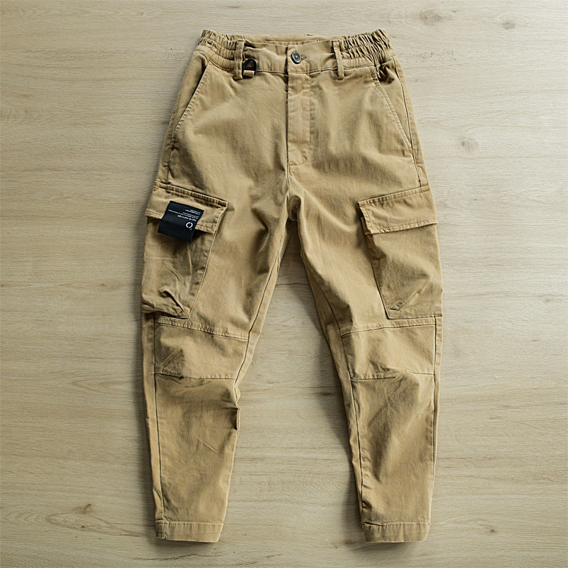 Men's cargo pants with tapered leg, elastic waistband, and reinforced knee inserts Mune Fashion