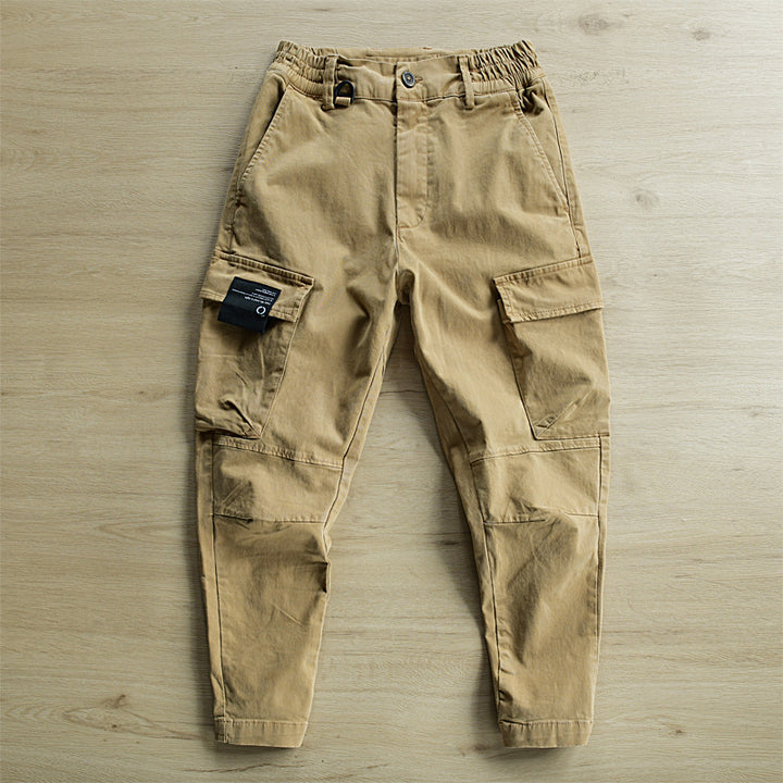 Men's cargo pants with tapered leg, elastic waistband, and reinforced knee inserts Mune Fashion