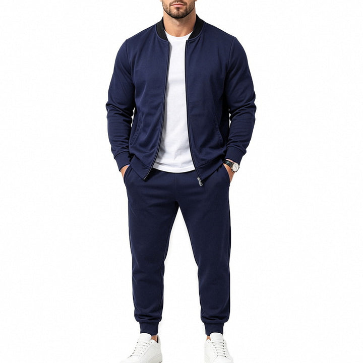 Men's sweat set made of soft sweat fabric with bomber jacket and tapered jogging pants Mune Fashion