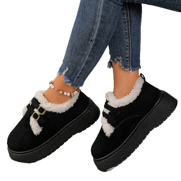 Women's Lined Lace-Up Sneakers with Faux Fur Lining and Platform Sole Mune Fashion