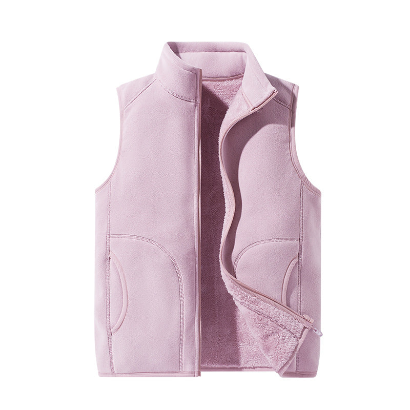 Women's lightweight microfleece vest with full zip, high collar, and soft teddy lining Mune Fashion