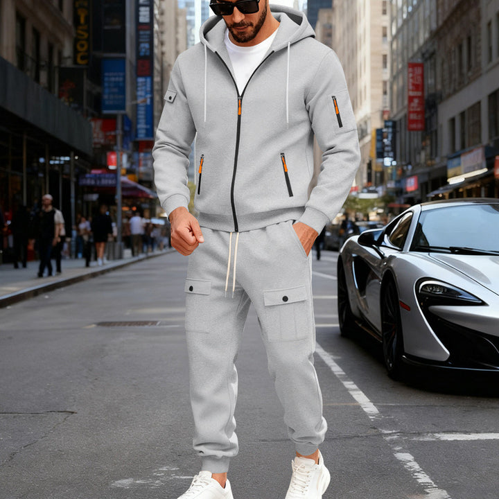 Men's urban hooded tracksuit made of cotton blend with cargo pockets and functional zippers Mune Fashion