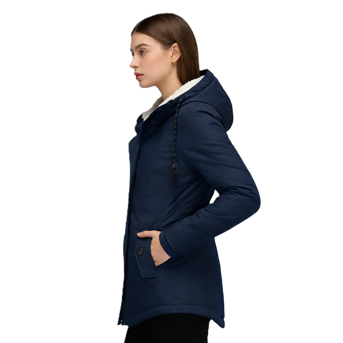 Women's Water-Repellent Parka with Teddy Lining, Hood and Tailored Fit Mune Fashion