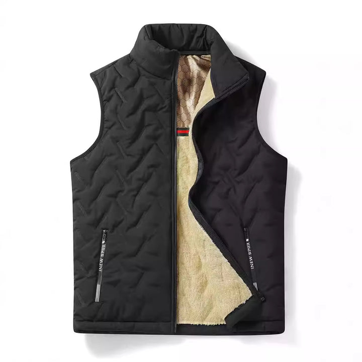 Men's thermo quilted vest with soft Sherpa inner lining, high closing stand-up collar and concealed zipper pockets Mune Fashion