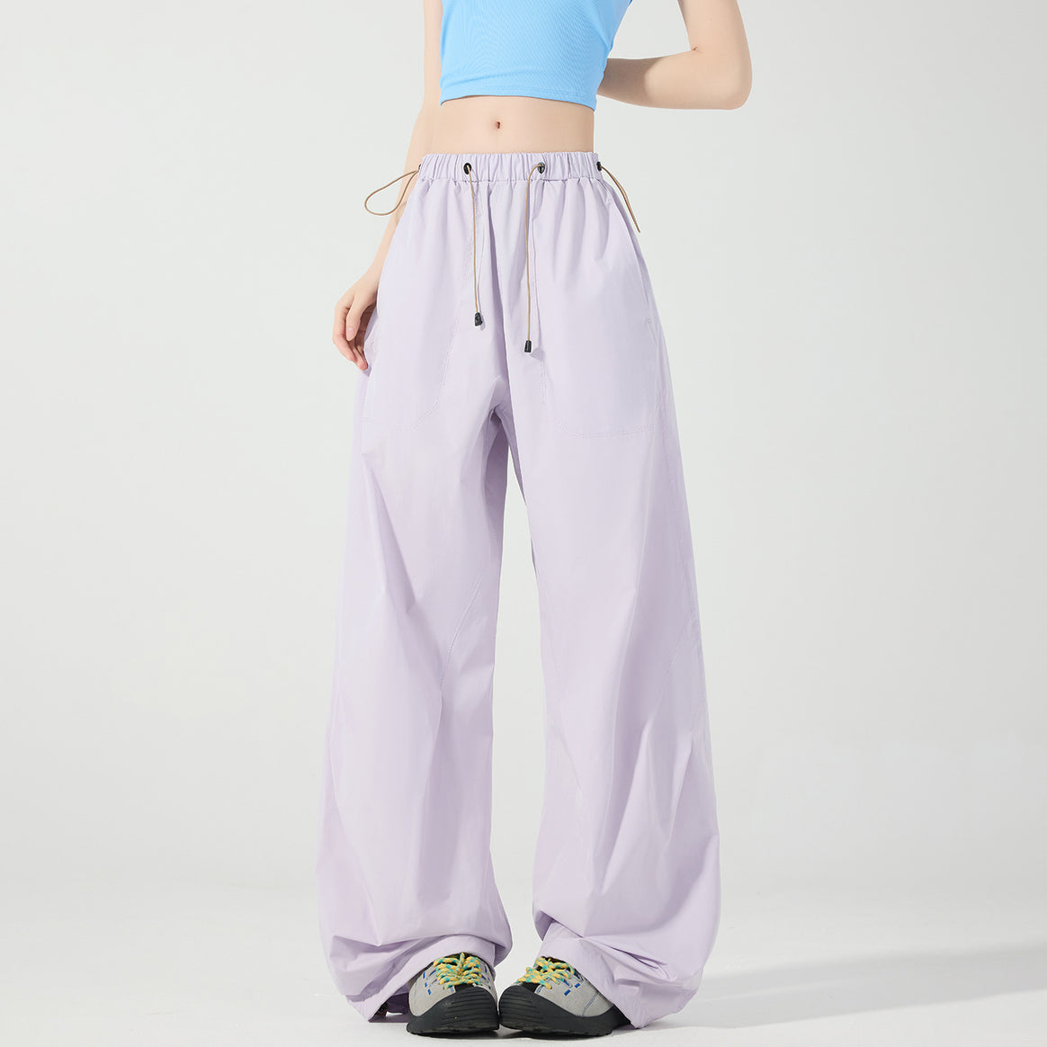 Women's wide technical cargo pants with drawstring waistband Mune Fashion