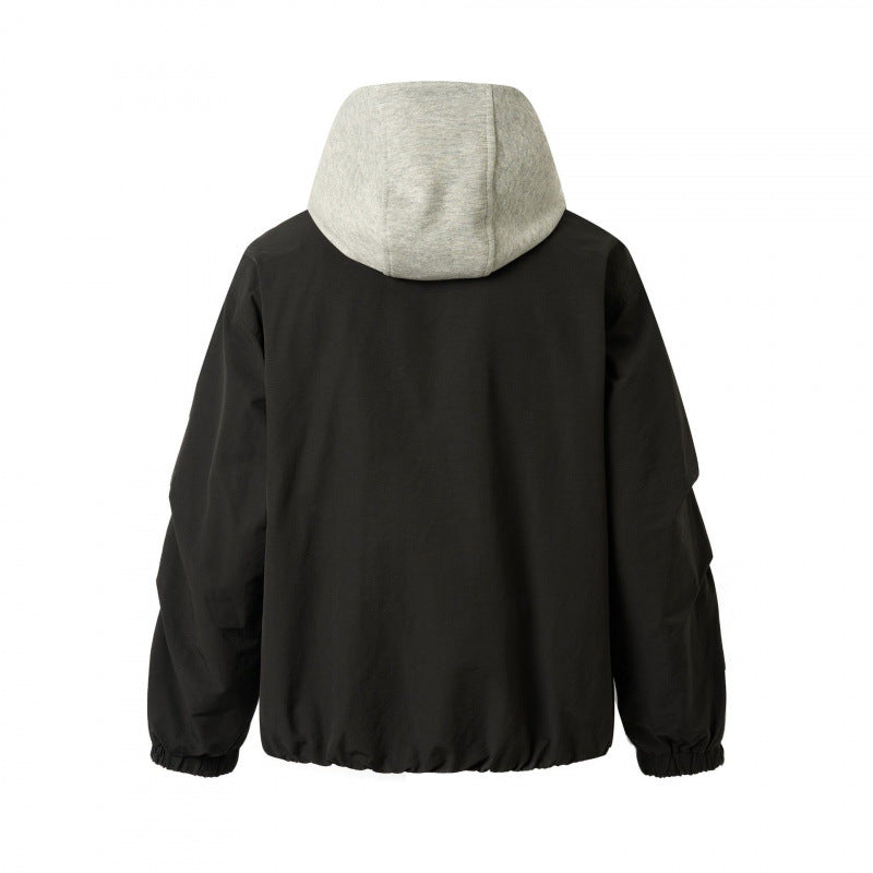 Unisex Oversized Hoodie Jacket in Layering Look with Contrasting Hood, Snap Button Placket, and Elastic Hem Mune Fashion