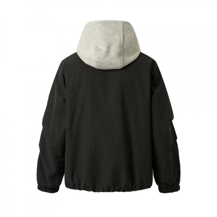 Unisex Oversized Hoodie Jacket in Layering Look with Contrasting Hood, Snap Button Placket, and Elastic Hem Mune Fashion