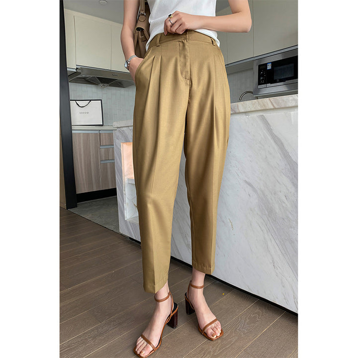 Women Elegant High-Waisted Fabric Trousers Drune
