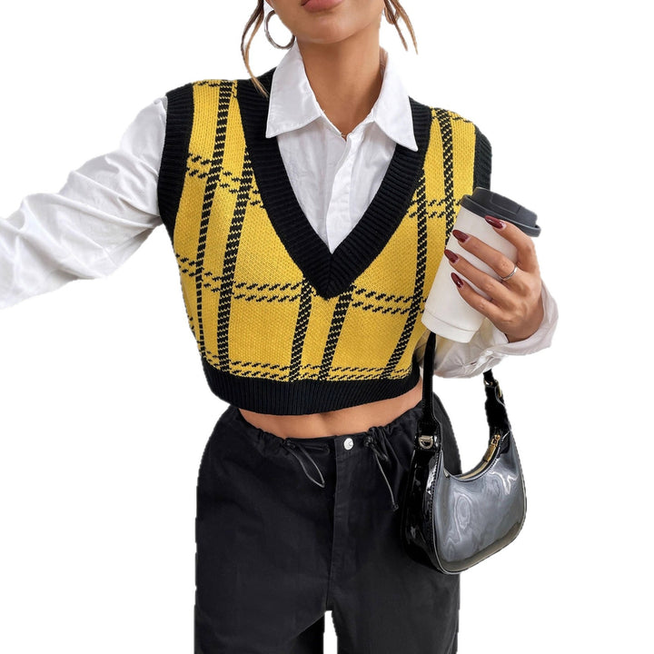 Women Check Knit Top Mune Fashion