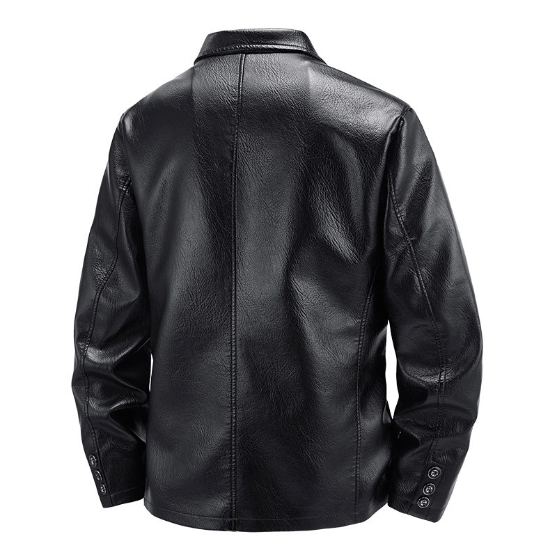 Men's Elegant Faux Leather Jacket in Classic Cut Mune Fashion