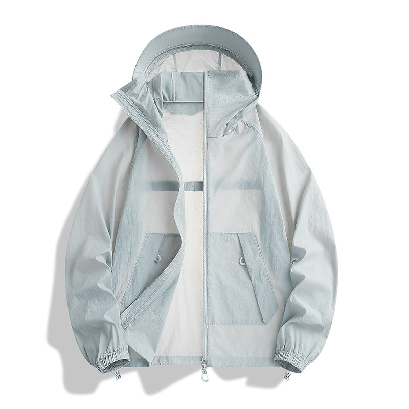 Men's Lightweight Wind and Water Resistant Hooded Transition Jacket with Mesh Lining & Drawstring Mune Fashion