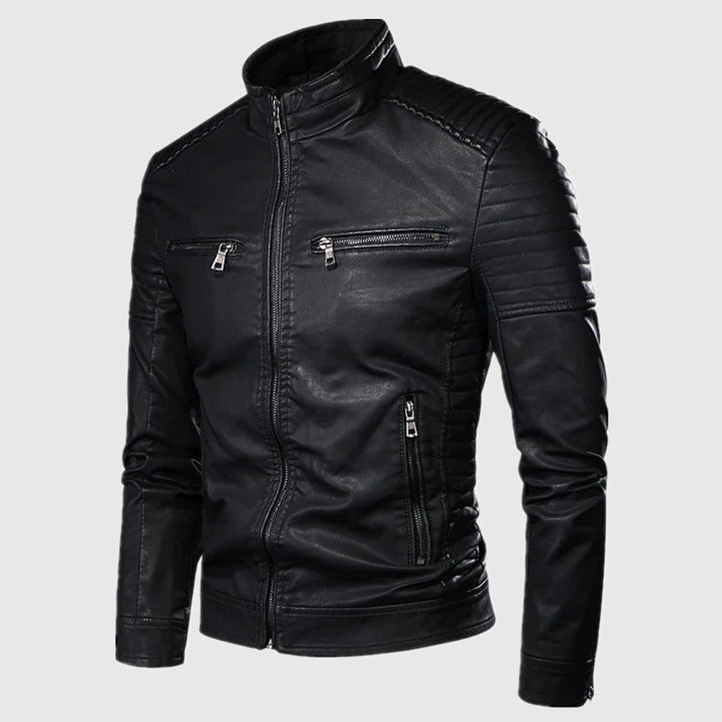 Men's Stylish Leather Jacket with Quilted Details Mune Fashion