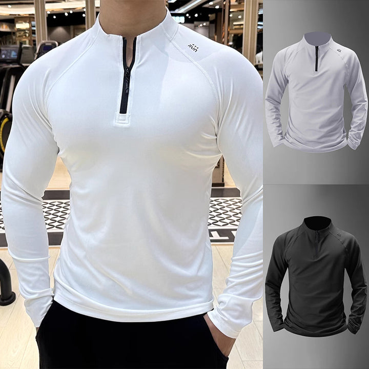 Men's Sporty Long Sleeve Shirt with Zipper Mune Fashion