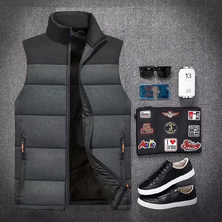 Men's Lightweight Quilted Vest with High Collar Mune Fashion