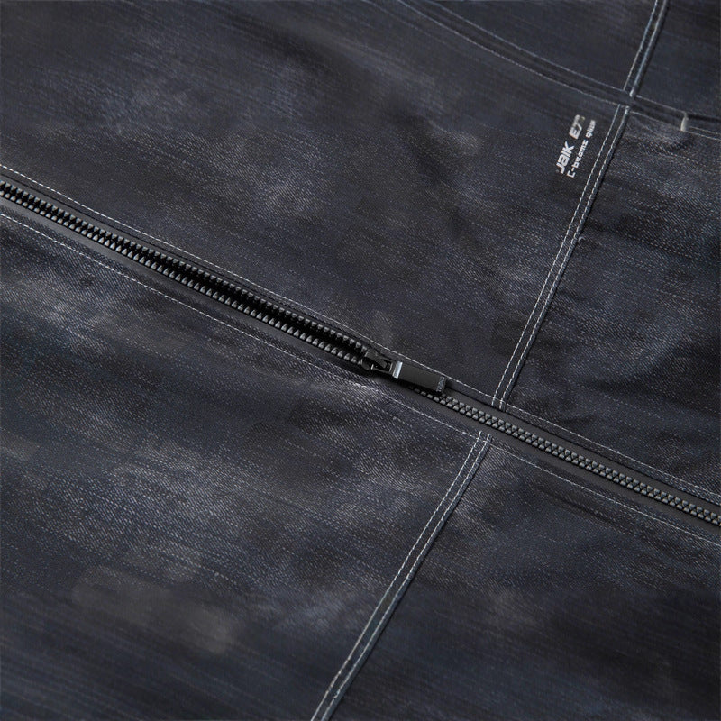 Men's bomber jacket in leather look with subtle all-over print, zipper and ribbed cuffs Mune Fashion