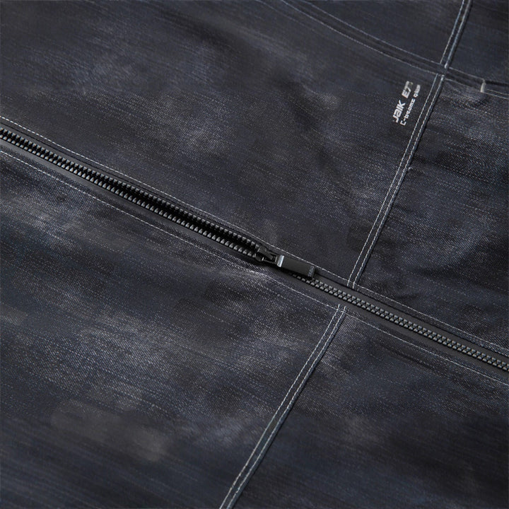 Men's bomber jacket in leather look with subtle all-over print, zipper and ribbed cuffs Mune Fashion