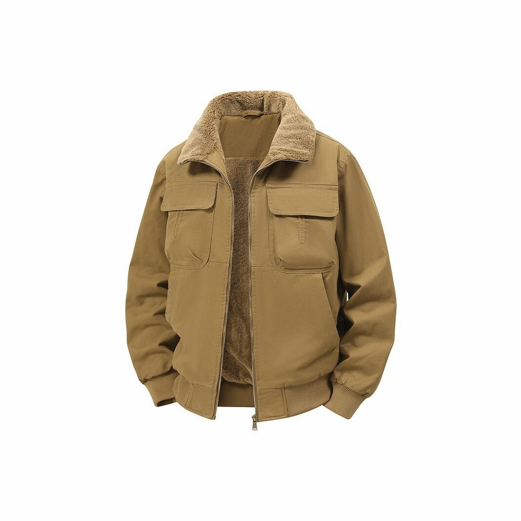 Men's thermo bomber jacket with full zip, sherpa collar, and utility pockets Mune Fashion