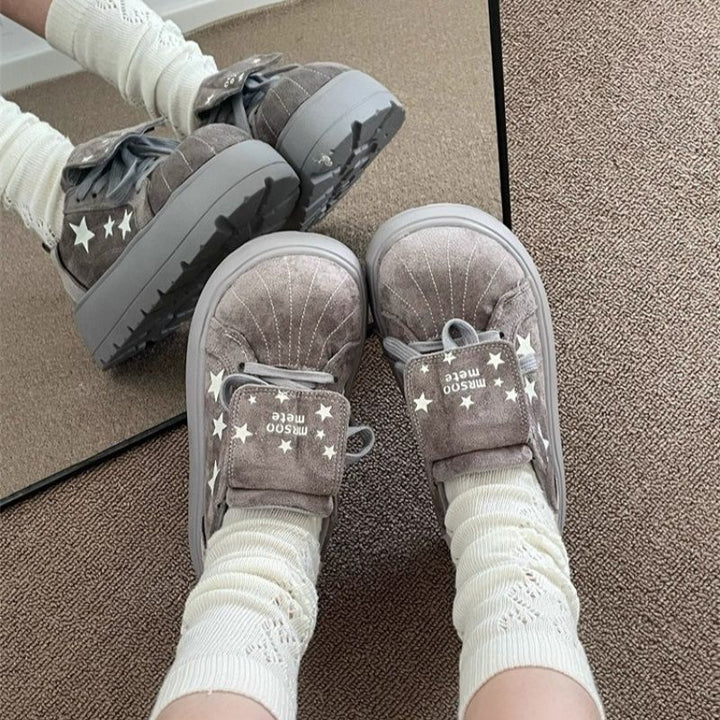 Women's Platform Sneakers with Playful Star and Bow Details Mune Fashion