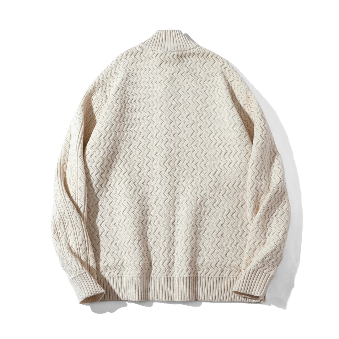 Unisex structured knit zip jacket with high ribbed collar and kangaroo pockets Mune Fashion