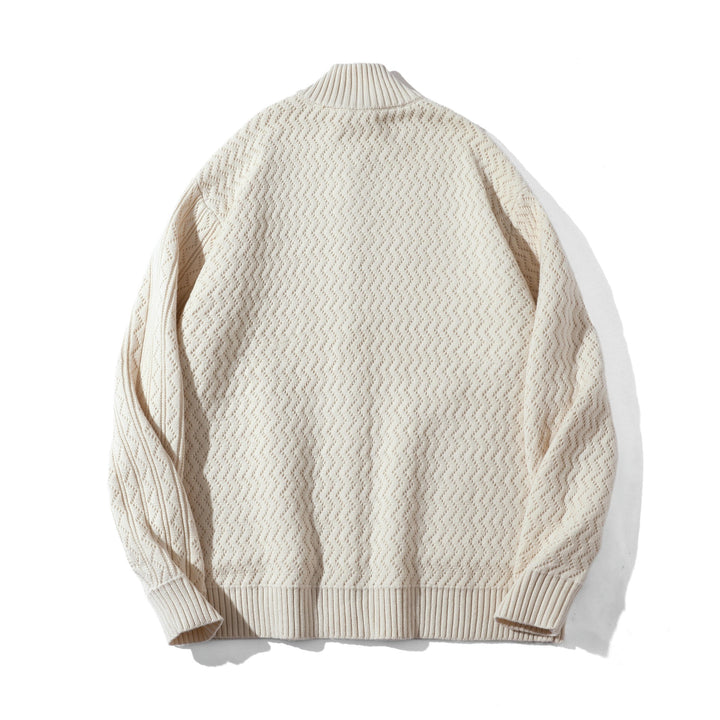 Unisex structured knit zip jacket with high ribbed collar and kangaroo pockets Mune Fashion