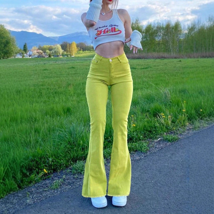 Ladies High-Waist Flared Pants made of Stretch Cord with waist-shaping cut Mune Fashion